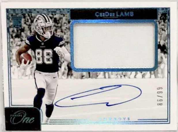 2020 Panini One Ceedee Lamb Rookie Jersey Patch Auto /99 Encased