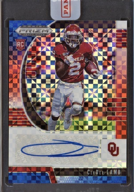 2020 Panini Prizm Draft Picks Red White Blue CeeDee Lamb RC ROOKIE AUTO 50/75