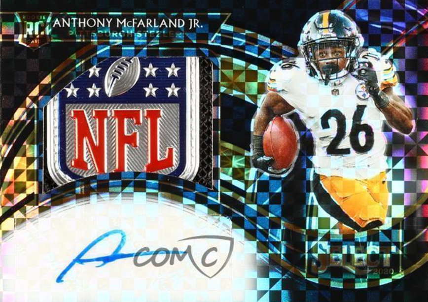 2020 Select Black Prizm NFL Shield Relic 1/1 Anthony McFarland Jr Rookie Auto RC