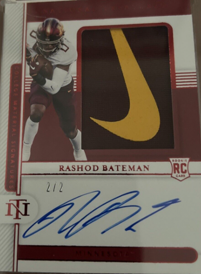 2021 National Treasures Collegiate Rashod Bateman RPA NIKE SWOOSH BRAND LOGO #2