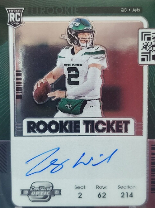 2021 Optic Contenders RC Rookie Ticket Variation On Card Auto Zach Wilson Jets