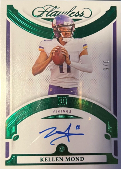 2021 Panini Flawless Kellen Mond Emerald RC Rookie Auto Card 3/5 Vikings