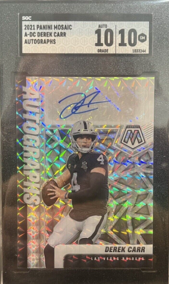 2021 Panini Mosaic Derek Carr Auto. #A-DC. Las Vegas Raiders