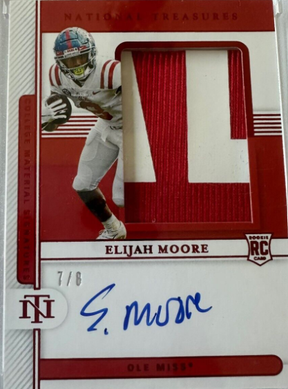 2021 Panini National Treasures Elijah Moore ON CARD RPA Rookie Auto SSP /10