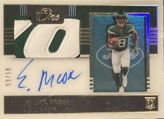 2021 Panini One Patch Auto Gold (/10) Elijah Moore (Sealed Redemption)