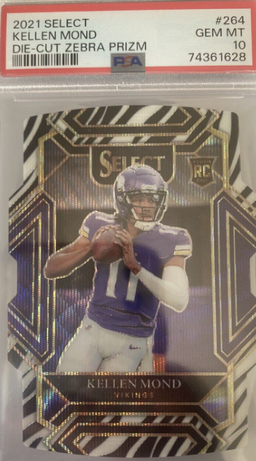 2021 Panini Select Football Club Level Diecut Kellen Mond Rookie Zebra