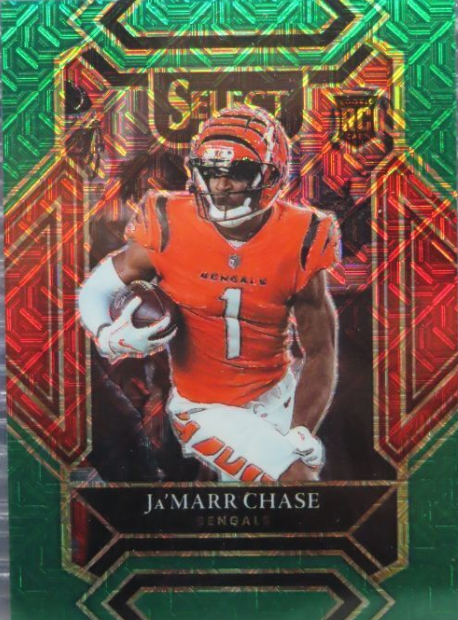 2021 Select Ja'Marr Chase Club Level Green Mojo Prizm Rookie RC #5/5 Bengals