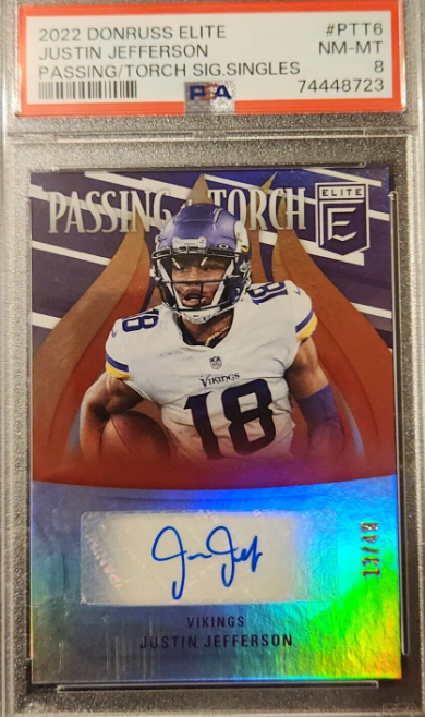 2022 Donruss Elite Justin Jefferson Auto Passing Torch 13/49 Vikings Autograph