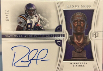 2022 National Treasures National Archives Signatures Randy Moss AUTO /49 Vikings