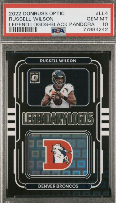 2022 Optic Legendary Logos Russell Wilson #LL4 Black Pandora /25 Broncos