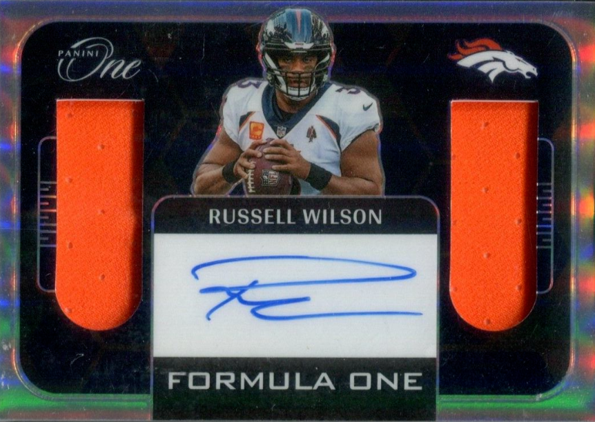 2022 Panini One Russell Wilson Silver /20 Dual Patch Auto Formula One