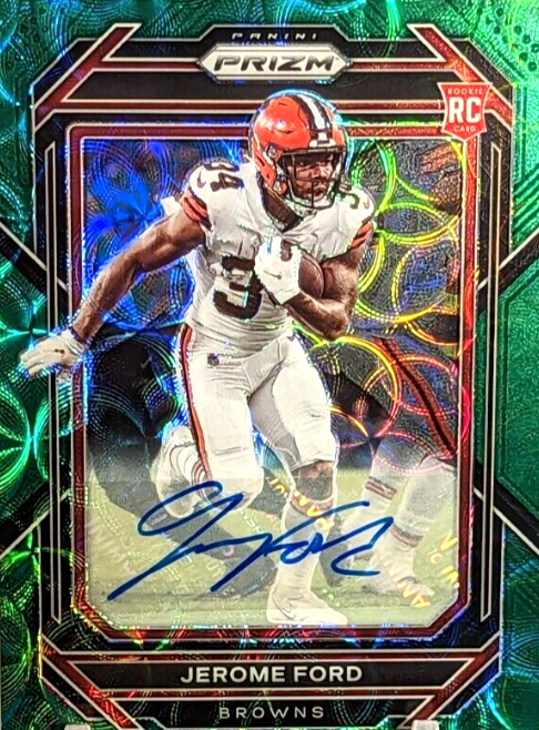 2022 Panini Prizm Football Jerome Ford Rookie Green Scope Auto /75