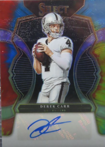 2022 Select Derek Carr Signatures Tie-Dye Prizm Auto #25/25 Raiders