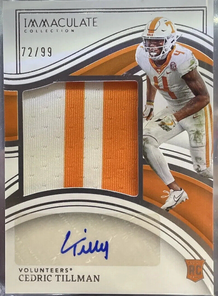 2023 Panini Immaculate Collegiate #19 Cedric Tillman Rookie Patch Auto /99 RPA