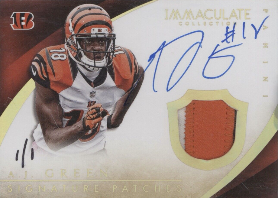 A.J GREEN 2015 PANINI IMMACULATE FOOTBALL #AJ SIGNATURE PATCH AUTO HONORS 1/1