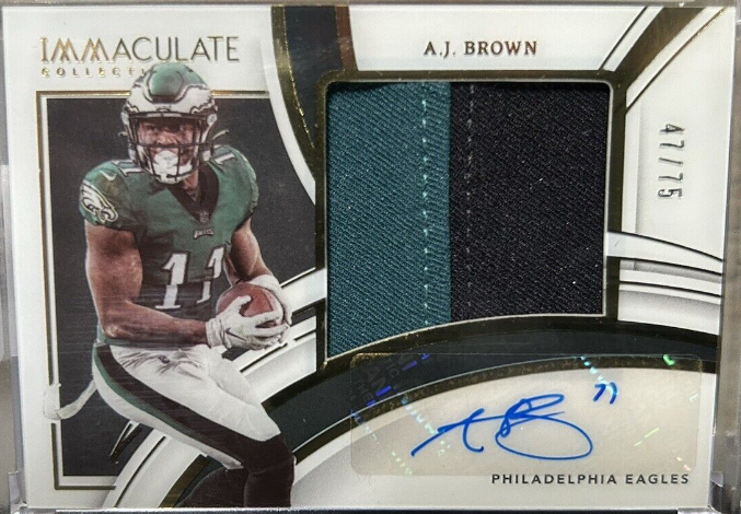 A.J. Brown 2022 Immaculate Collection Jumbo Patch Auto /75 (Philadelphia Eagles)