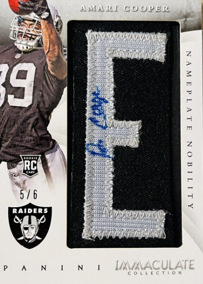 Amari Cooper 2014 Panini Immaculate Nameplate Nobility Letter Auto /6 1/1 RC