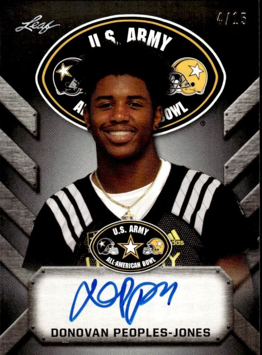 Donovan Peoples-Jones 2017 Leaf Army All American Tour Black Auto 4/15