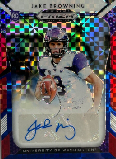 Jake Browning 2019 Prizm Draft Red White Blue RC AUTO UW Washington Huskies /99