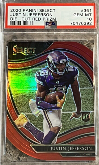 Justin Jefferson 2020 Select Red Prizm Die-Cut Rookie RC #361