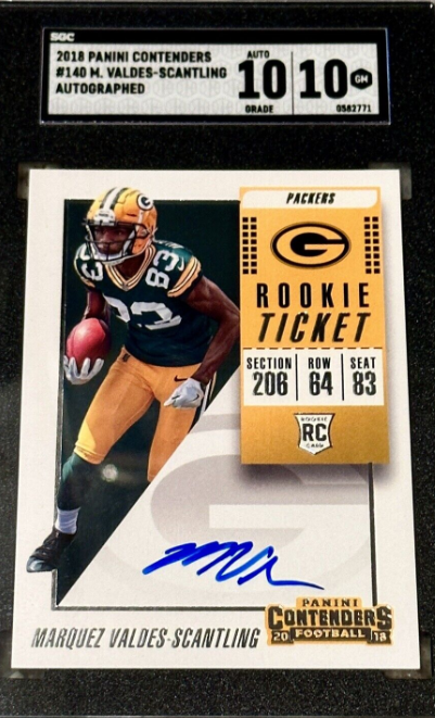 Marquez Valdes-Scantling 2018 Contenders Rookie Ticket Auto #140 - SGC 10/10