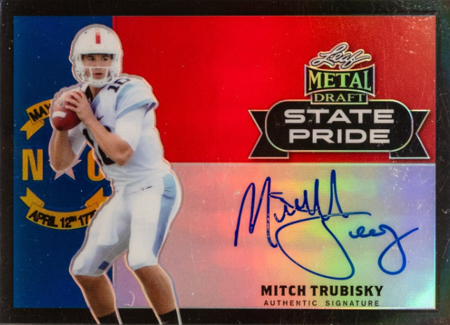 Mitch Trubisky 2017 Leaf Metal Draft State Pride Prismatic Black Auto