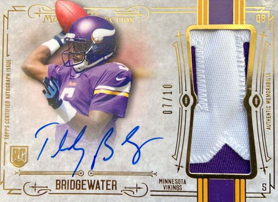 Teddy Bridgewater 2014 Topps Museum Gold Jersey Patch Auto RC