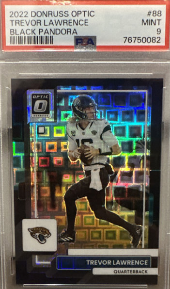 Trevor Lawrence 2022 Donruss Optic Black Pandora Mint 9 PSA 1/25 First on Print