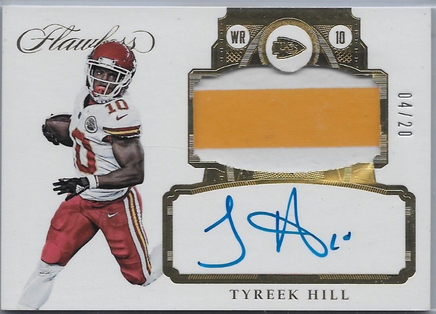 Tyreek Hill 2017 Panini Flawless 04/20 Auto 2-CLR Player - Worn Jersey Patch