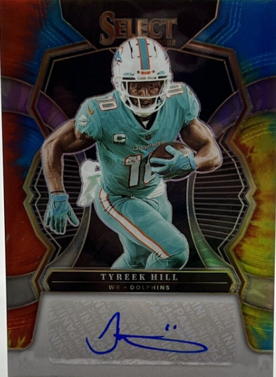 Tyreek Hill 2022 Panini Select Signature Tie Dye Prizm /25 Auto Dolphins #SIP-TH