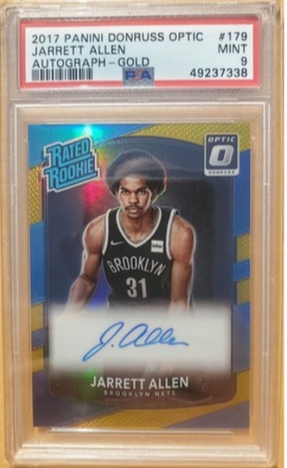 20017 Panini Donruss Optic Jarrett Allen Gold Prizm Auto PSA 9 MINT