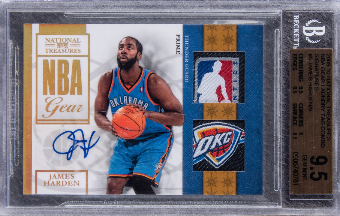 2009-10 Panini National Treasures NBA Gear Laundry Tag Combo #5 James Harden Signed Rookie Card