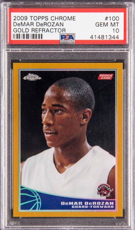 2009-10 Topps Chrome Gold Refractor #100 DeMar DeRozan Rookie Card (#38/50) - PSA GEM MT 10