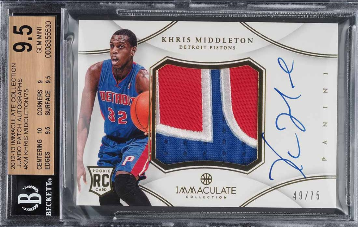 2012 Immaculate Collection Khris Middleton ROOKIE PATCH AUTO 