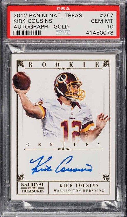 2012 National Treasures Gold Kirk Cousins ROOKIE AUTO /49 #257 PSA 10 GEM MINT