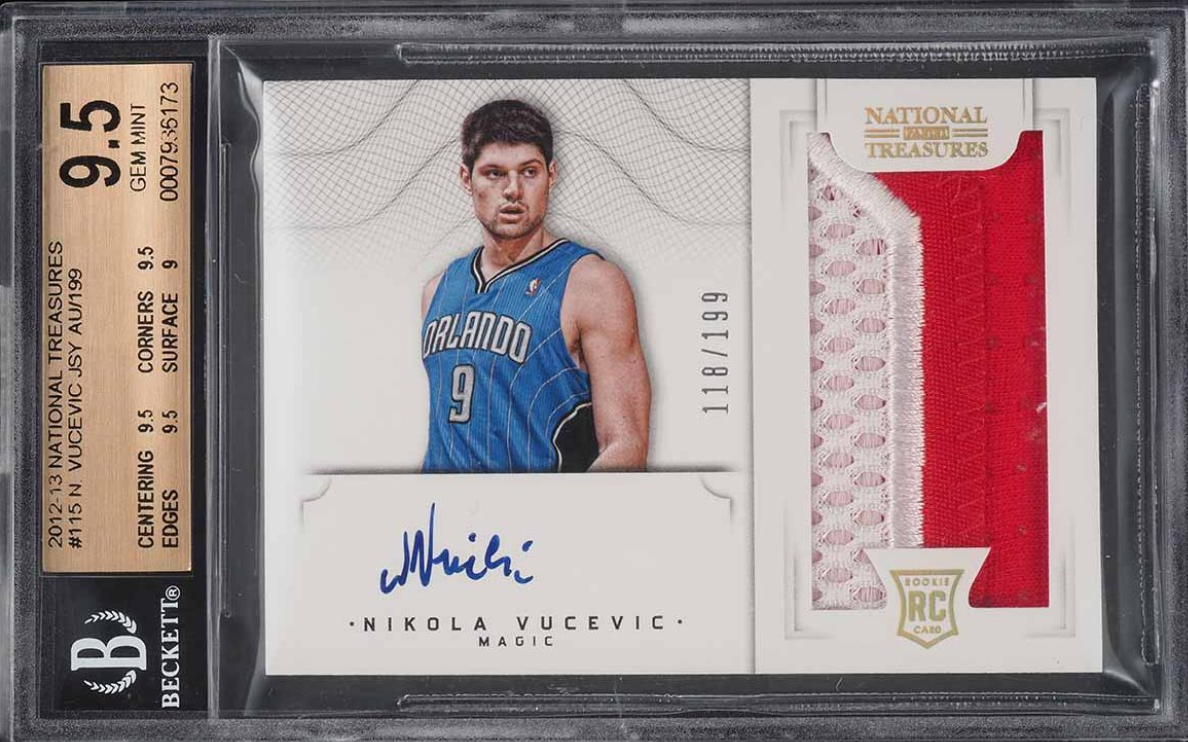 2012 National Treasures Nikola Vucevic ROOKIE PATCH AUTO /199 #115 BGS 9.5 GEM