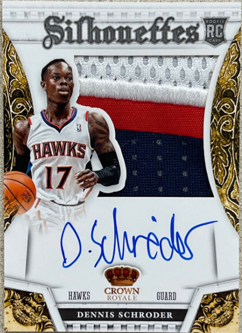 2013 Dennis Schroder Rookie RC Crown Royale Silhouettes RPA 3 color #9/25