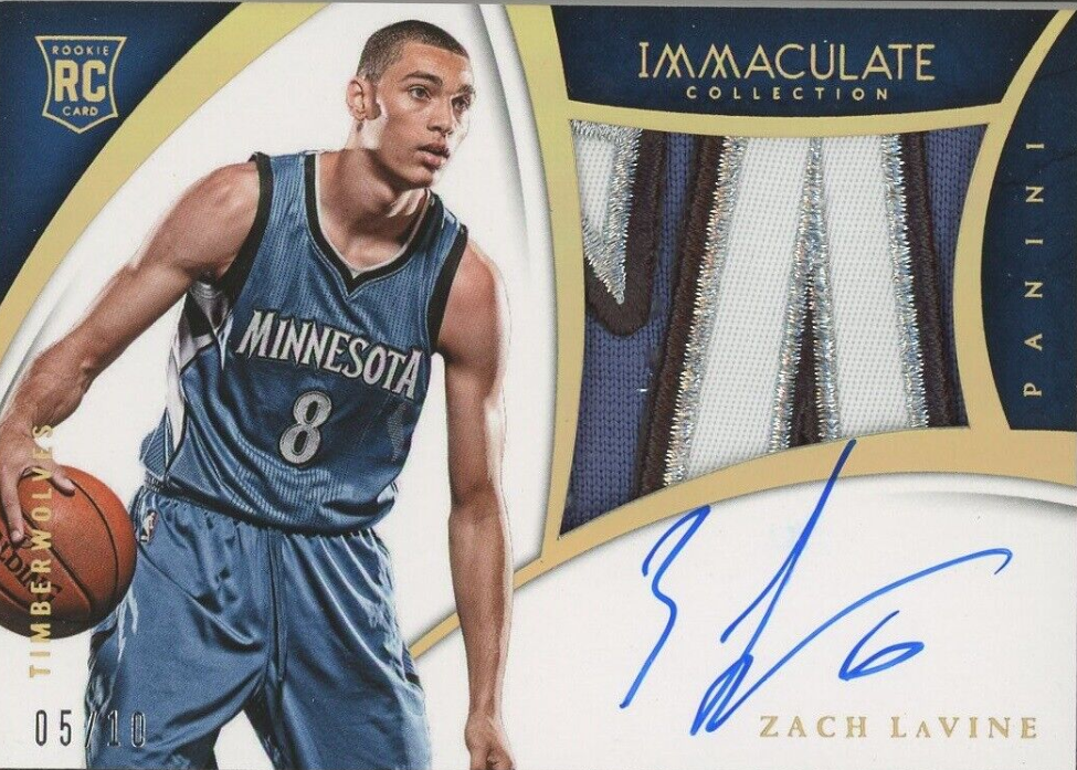 2014-15 Immaculate Gold Zach LaVine RPA RC Timberwolves Logo Patch AUTO 5/10