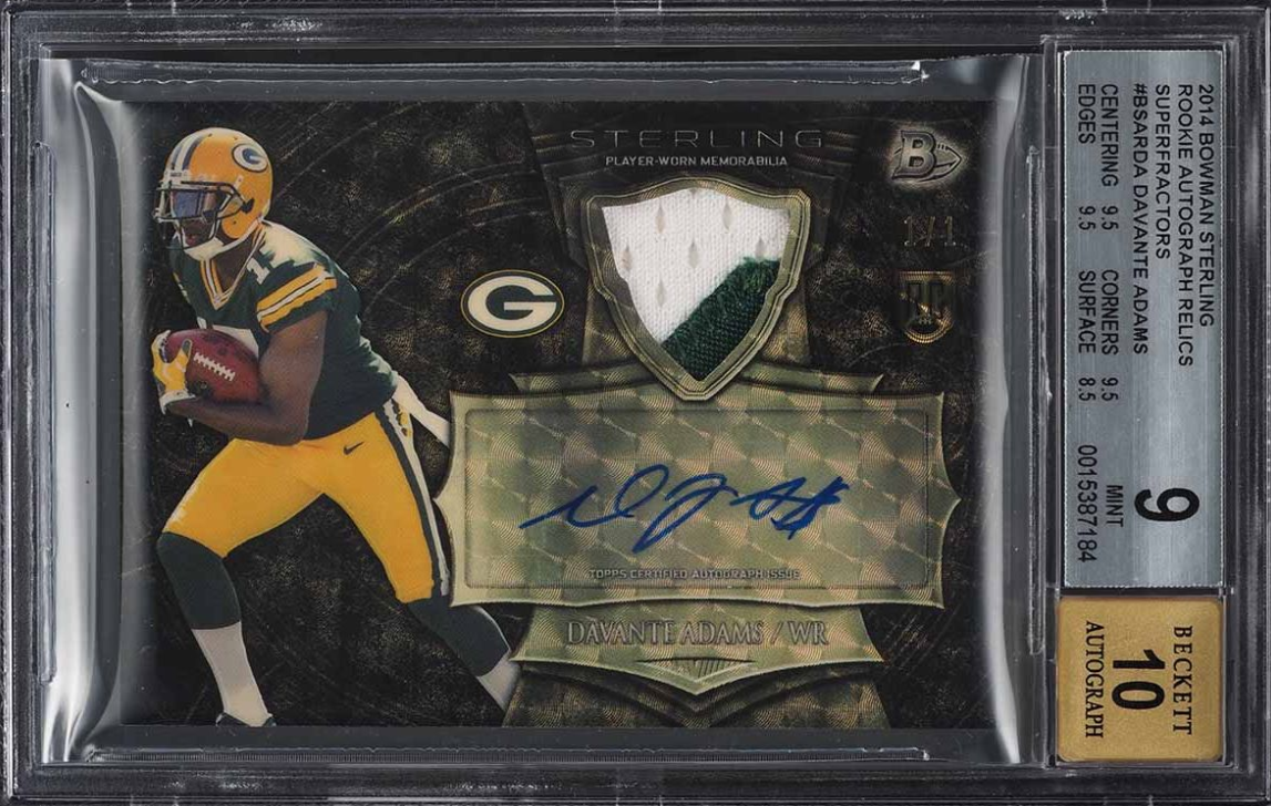 2014 Bowman Sterling Superfractor DaVante Adams ROOKIE PATCH AUTO 1/1 BGS 9 MINT