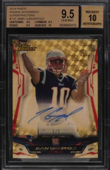 2014 Finest Superfractor Jimmy Garoppolo ROOKIE RC AUTO 1/1 BGS 9.5 GEM