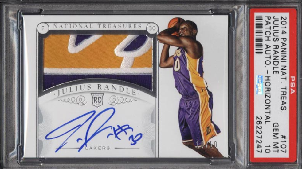 2014 National Treasures Horizontal Julius Randle RC AUTO PATCH /10 PSA 10