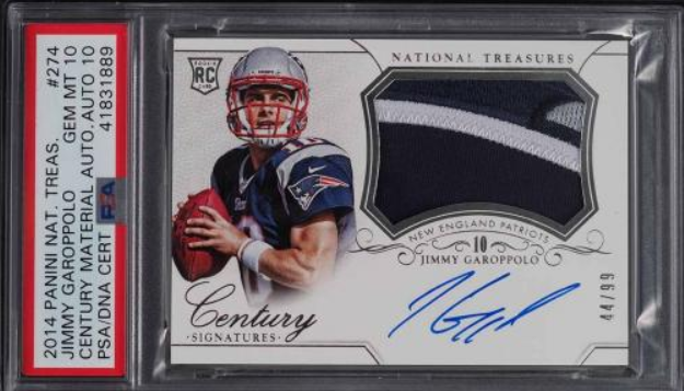 2014 National Treasures Jimmy Garoppolo RC PATCH /99 PSA/DNA AUTO 10 PSA 10