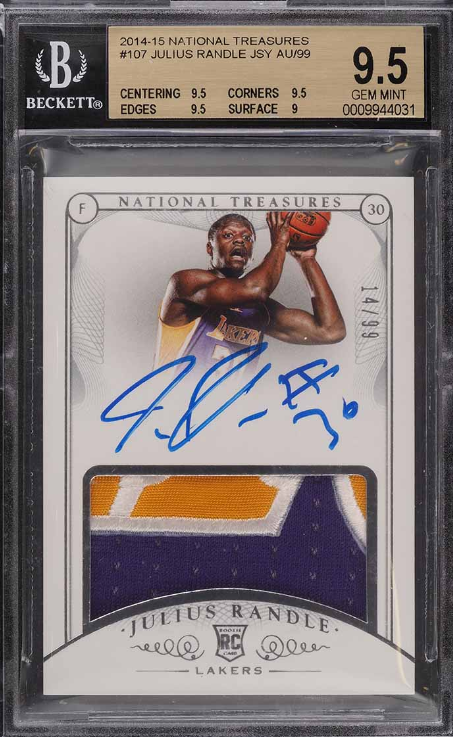 2014 National Treasures Julius Randle ROOKIE RC PATCH AUTO /99 #107 BGS 9.5 GEM