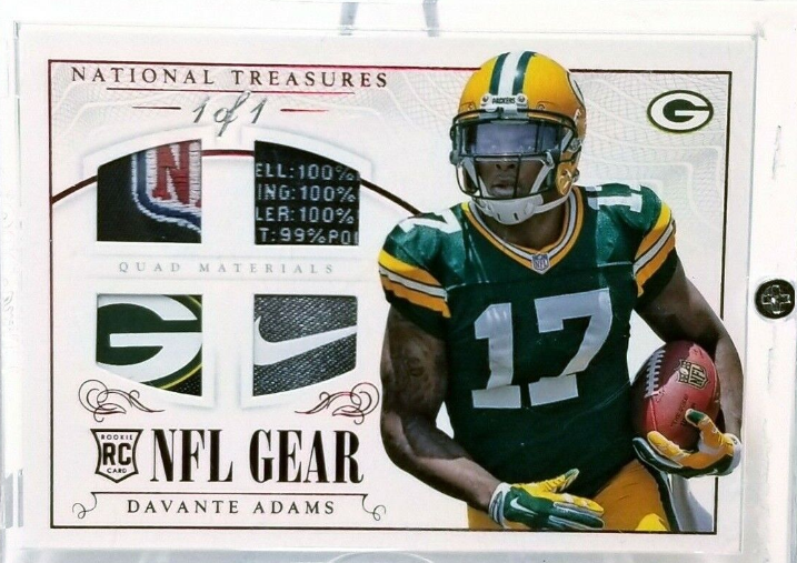 2014 National Treasures NFL Gear Davante Adams RC True 1/1 Patch Logo Packers