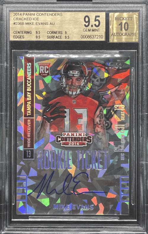 2014 Panini Contenders Mike Evans Jersey# 1/1 Cracked Ice AUTO /22 BGS 9.5/10 RC