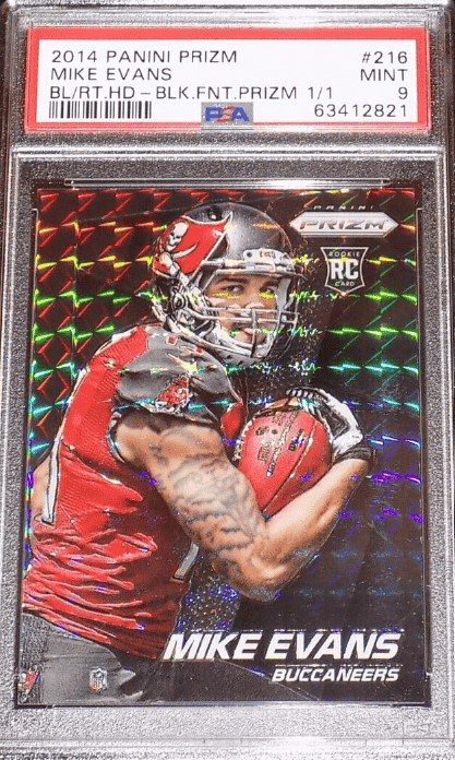 2014 Panini Prizm Mike Evans Rookie RC Ball Right Hand Black Finite 1/1 PSA 9