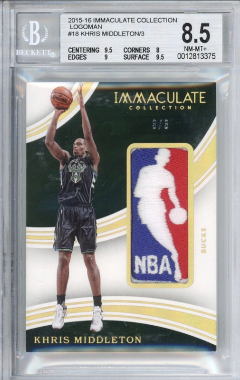 2015-2016 Khris Middleton LOGO MAN Immaculate Collection Bucks Game Worn Used