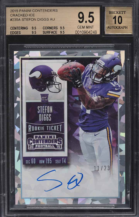 2015 Panini Contenders Cracked Ice Stefon Diggs ROOKIE AUTO /23 #235 BGS 9.5 GEM