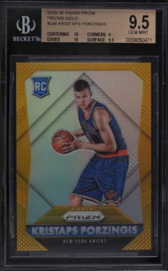 2015 Panini Prizm Gold Prizms Kristaps Porzingis ROOKIE RC /10 #348 BGS 9.5 GEM