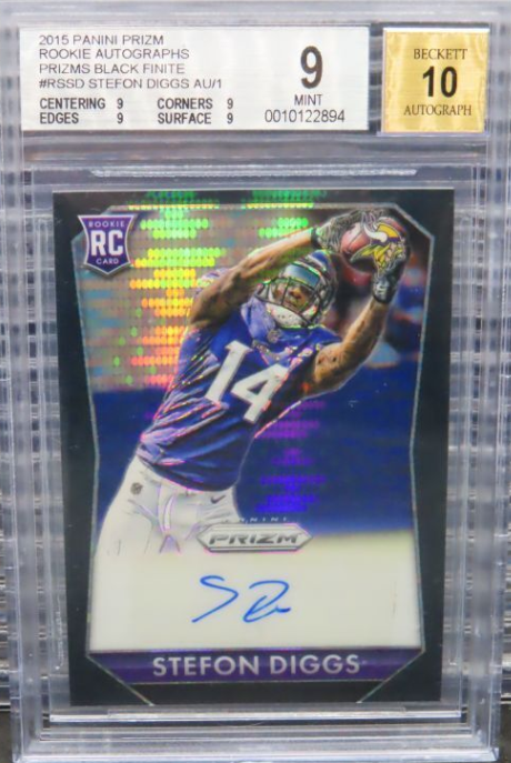 2015 Panini Prizm Stefon Diggs Black Finite Prizm Rookie Auto RC #1/1 BGS 9/10